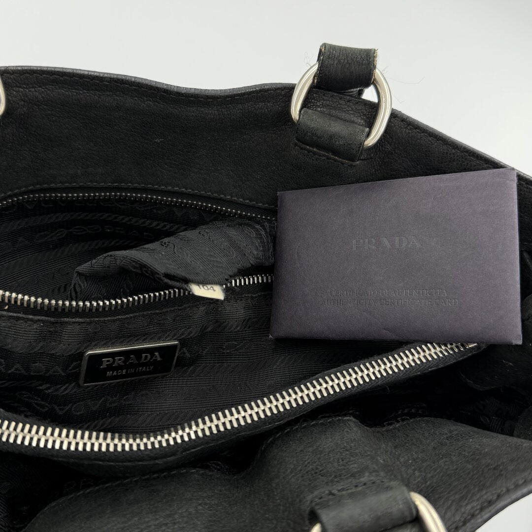 Prada Tessuto Nylon Black Leather Tote bag