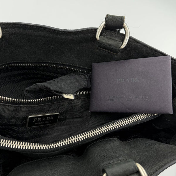 Prada Tessuto Nylon Black Leather Tote bag