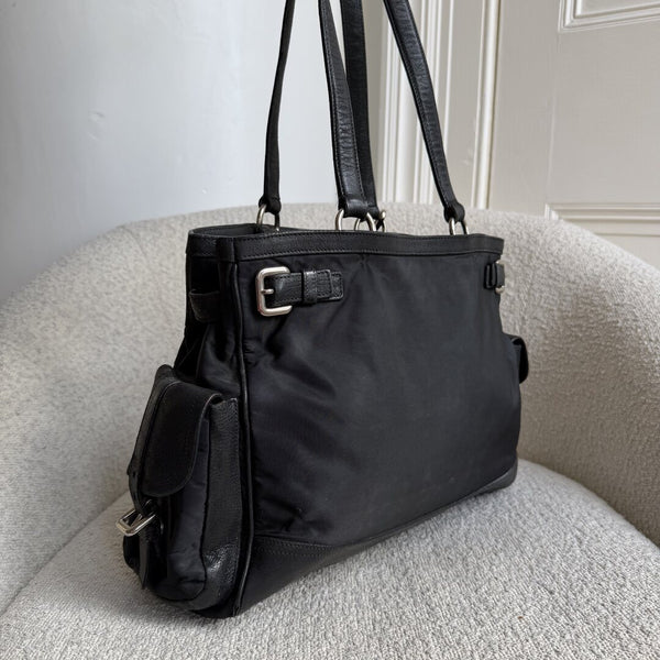 Prada Tessuto Nylon Black Leather Tote bag