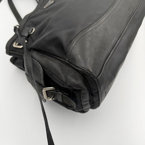 Prada Tessuto Nylon Black Leather Tote bag