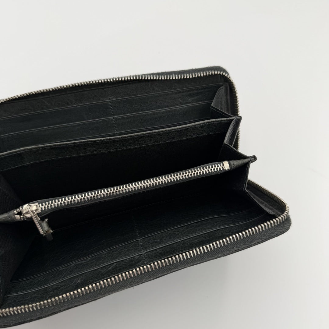 Balenciaga Giant 21 Continental Leather Black Zip Wallet