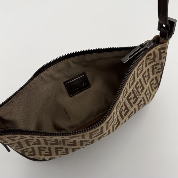 Fendi Zucchino Brown Pochette Shoulder Bag
