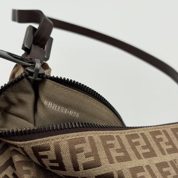 Fendi Zucchino Brown Pochette Shoulder Bag