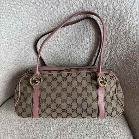 Gucci GG Canvas Twins Pink Shoulder Bag