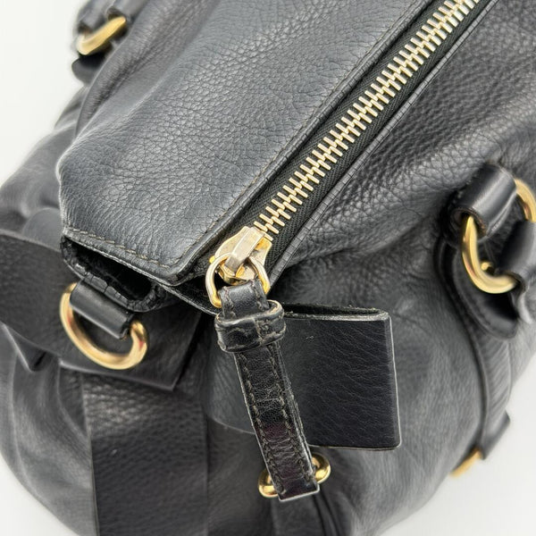 Miu Miu Vitello Lux Black Leather Handbag