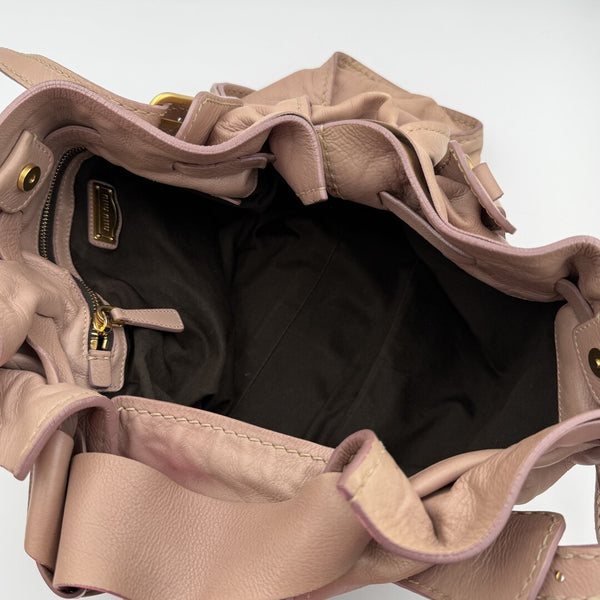 Miu Miu Vitello Leather Nude Tote Bag