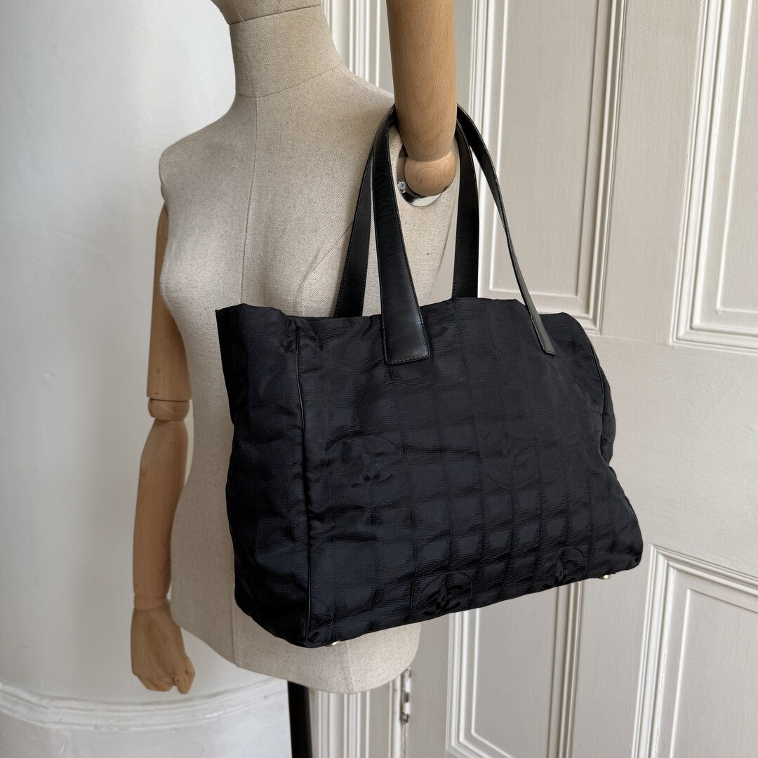 2005 Chanel CC Travel Line Black Tote Bag