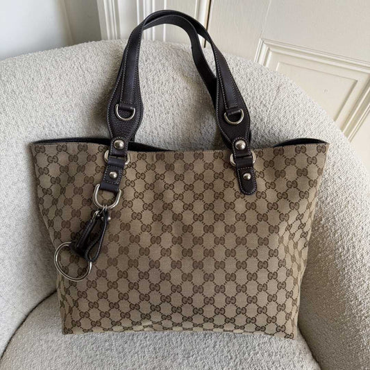 Gucci GG Canvas Horsebit Brown Tote Bag