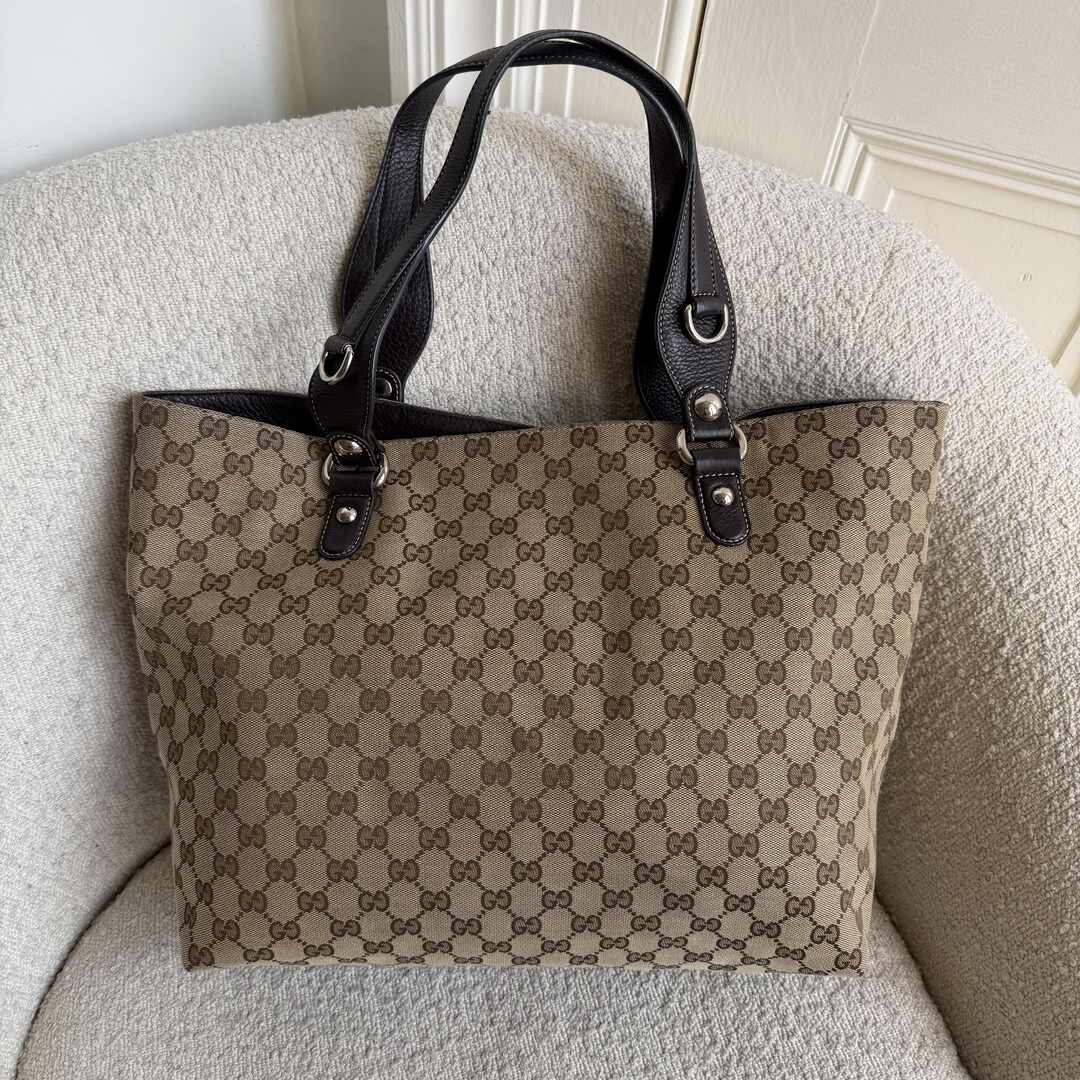 Gucci GG Canvas Horsebit Brown Tote Bag