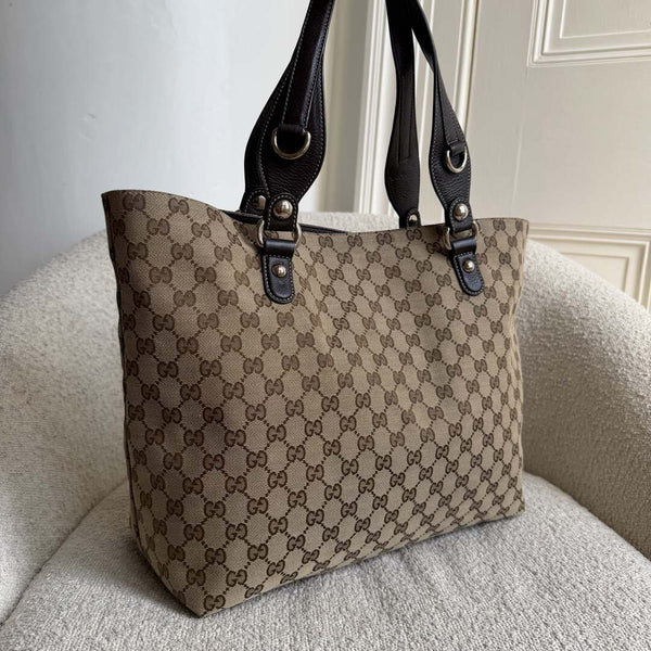 Gucci GG Canvas Horsebit Brown Tote Bag