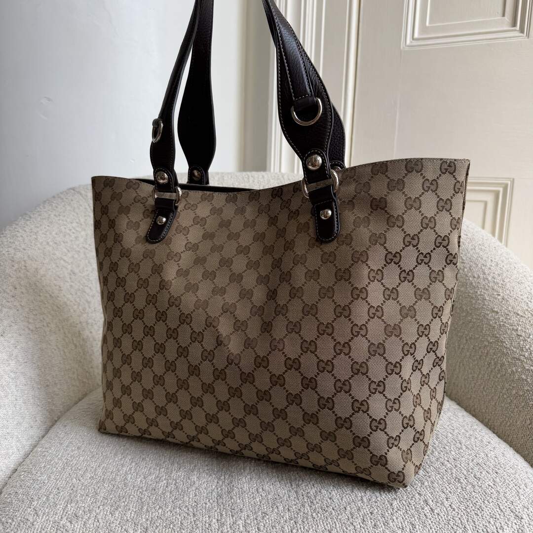 Gucci GG Canvas Horsebit Brown Tote Bag