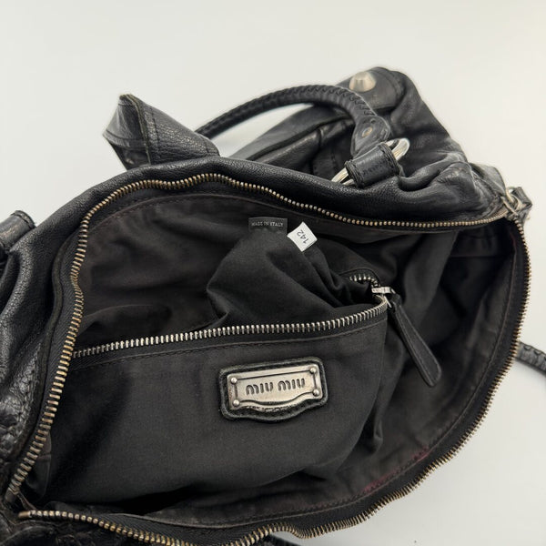 Miu Miu Padlock Leather Black Shoulder Bag