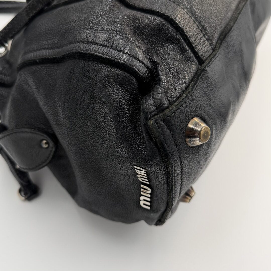 Miu Miu Padlock Leather Black Shoulder Bag