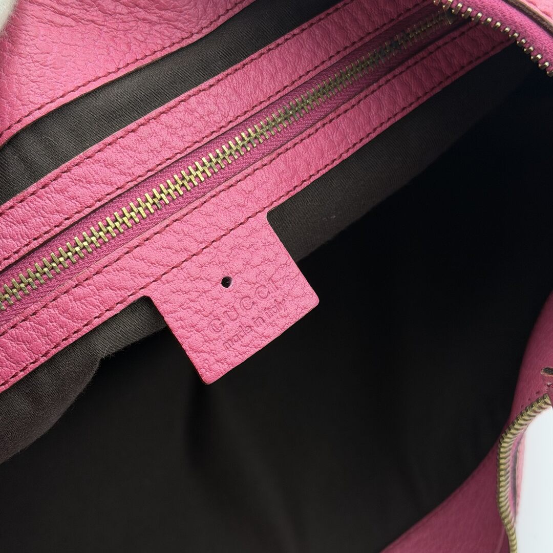 Gucci Bamboo Ring Hobo Pink Leather Shoulder Bag