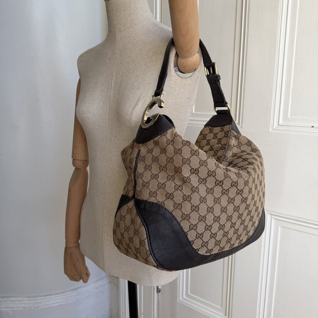 Gucci GG Canvas Charlotte Brown Shoulder Bag