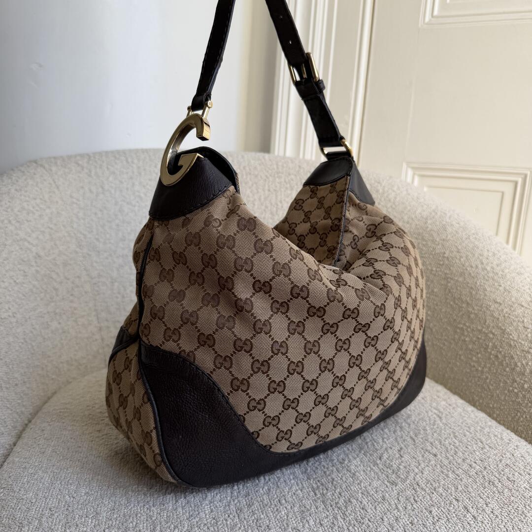 Gucci GG Canvas Charlotte Brown Shoulder Bag