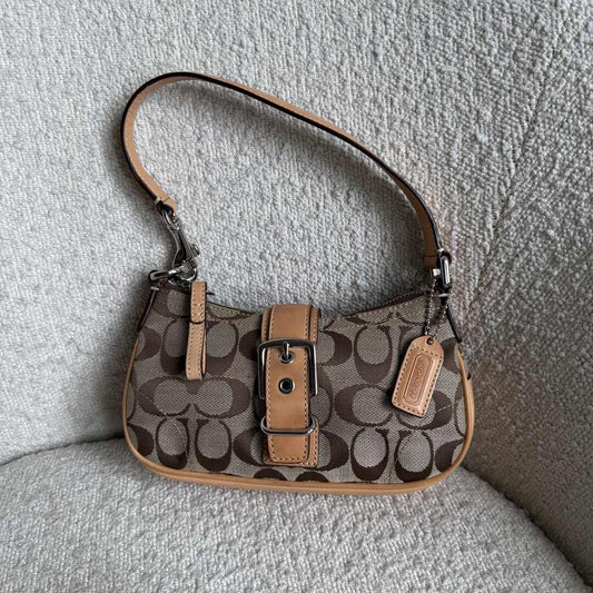 Coach Signature Mini Buckle Tan Shoulder Bag
