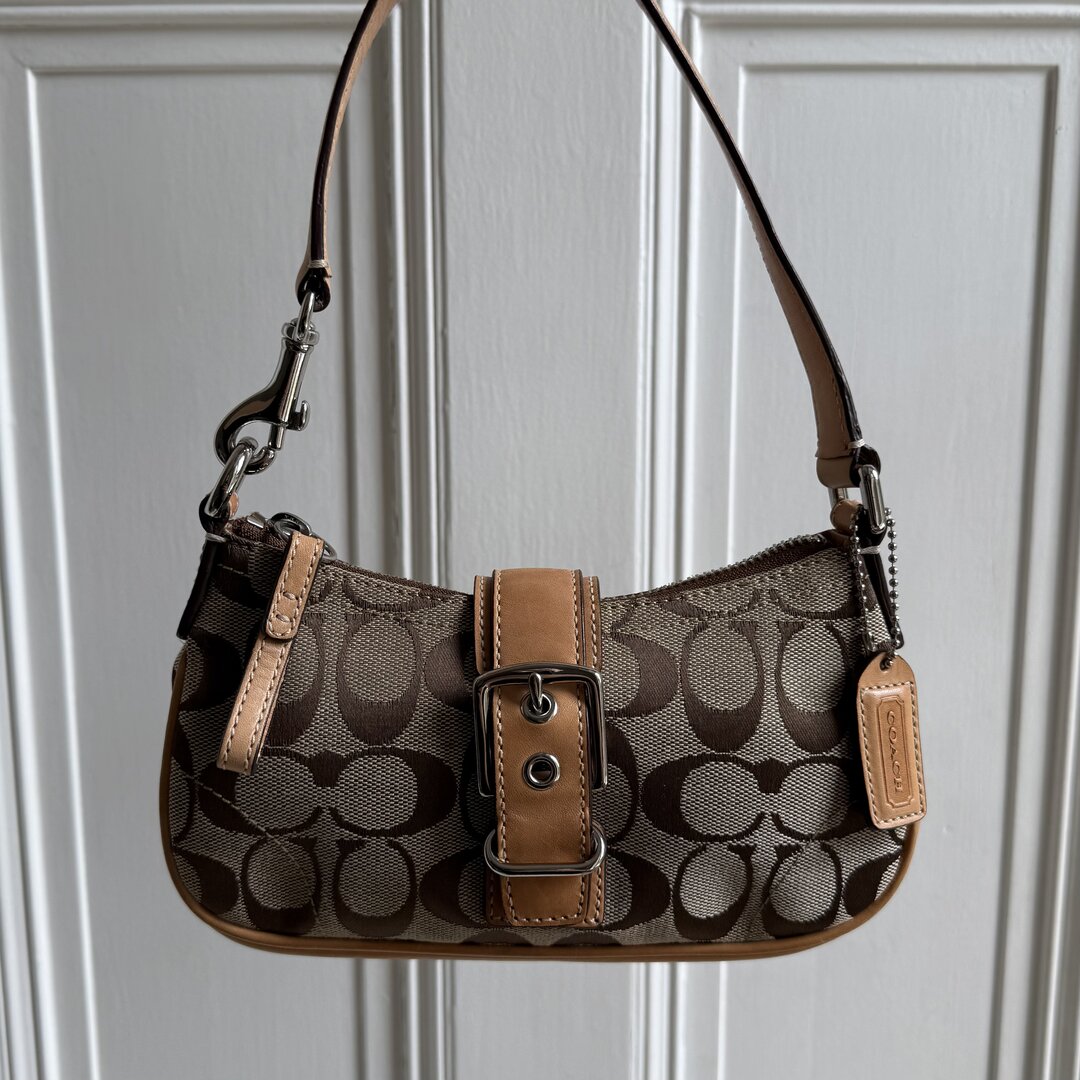Coach Signature Mini Buckle Tan Shoulder Bag