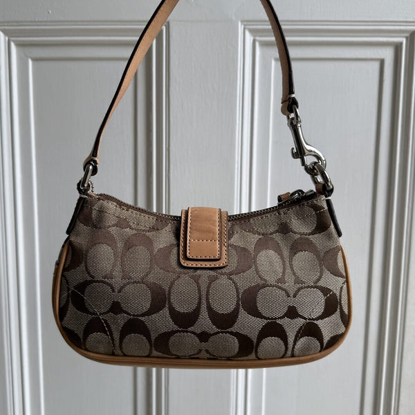 Coach Signature Mini Buckle Tan Shoulder Bag