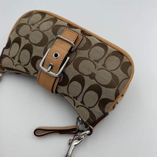 Coach Signature Mini Buckle Tan Shoulder Bag