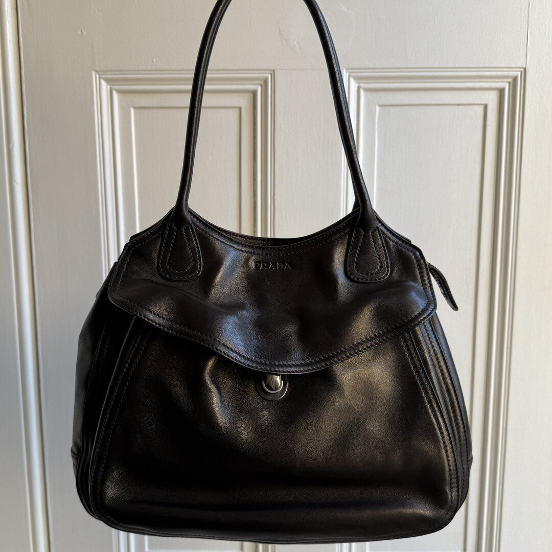 Prada Leather Black Tote Bag