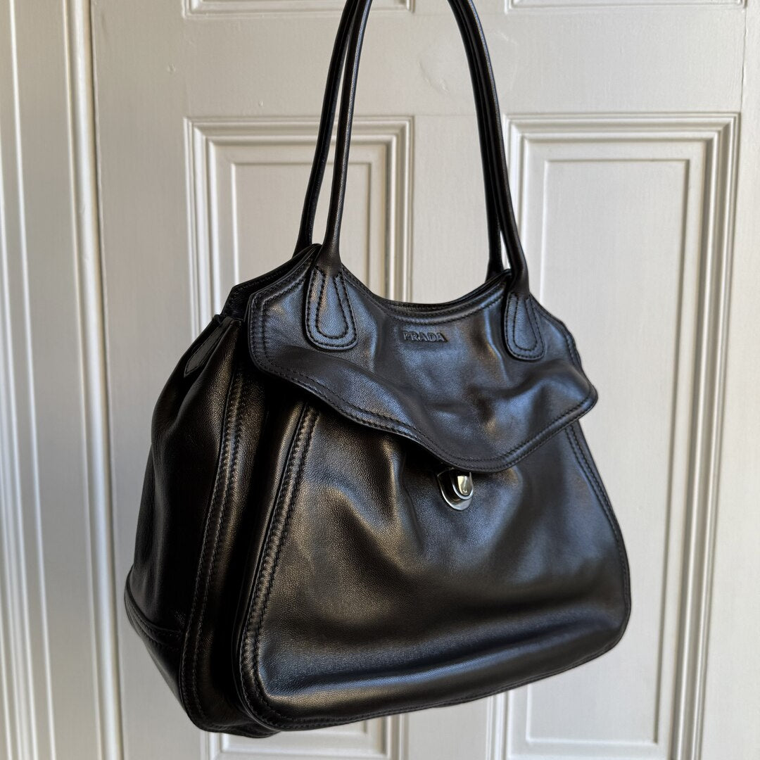 Prada Leather Black Tote Bag