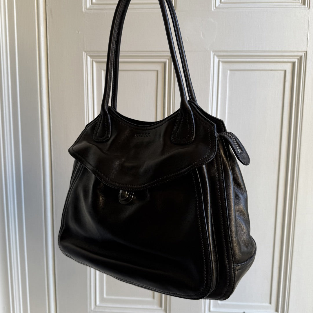 Prada Leather Black Tote Bag