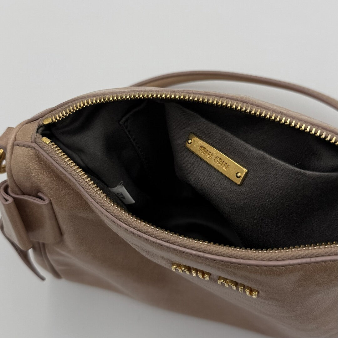 Miu Miu Vitello Bow Leather Dusty Pink Shoulder Bag