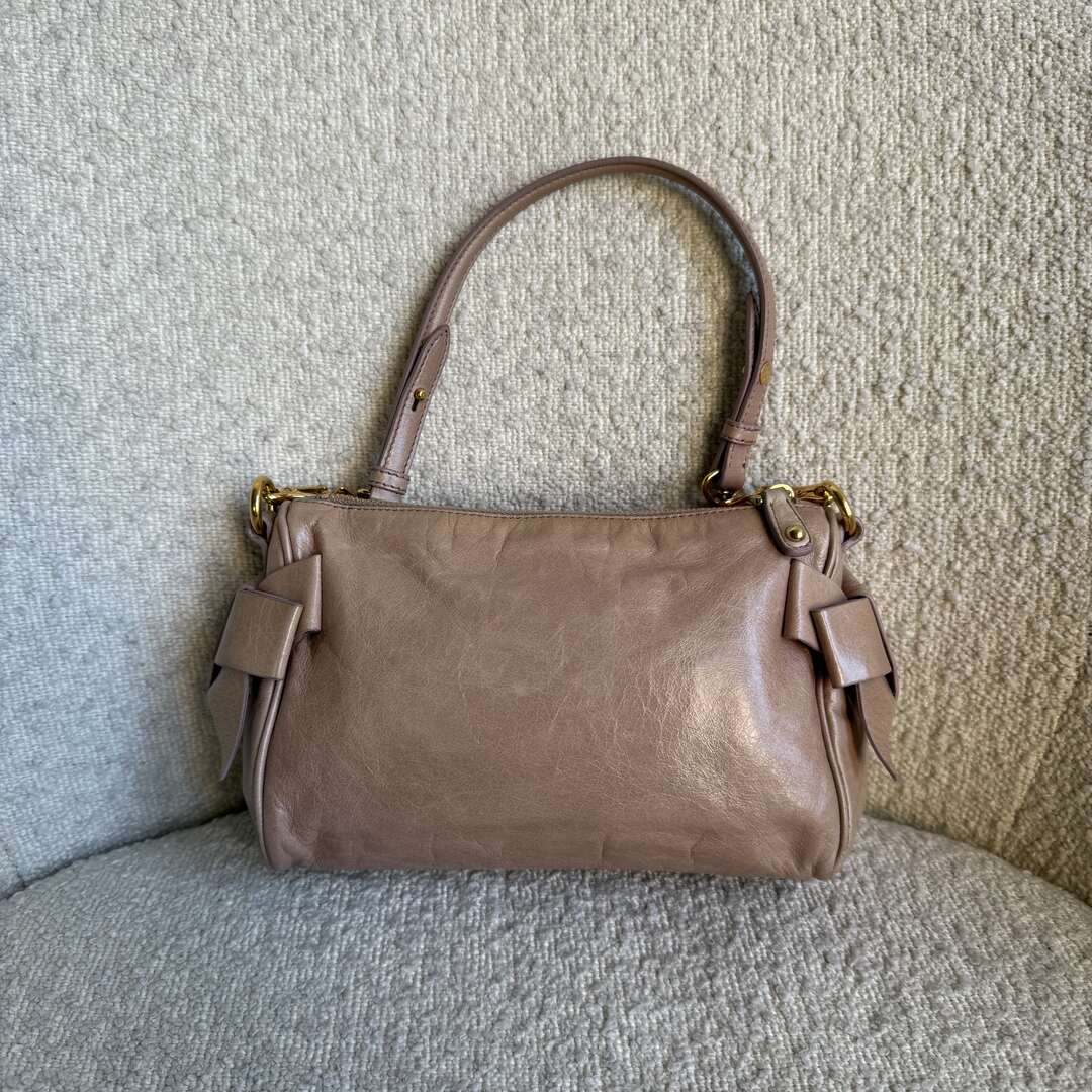 Miu Miu Vitello Bow Leather Dusty Pink Shoulder Bag
