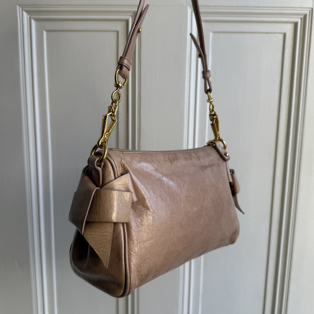 Miu Miu Vitello Bow Leather Dusty Pink Shoulder Bag