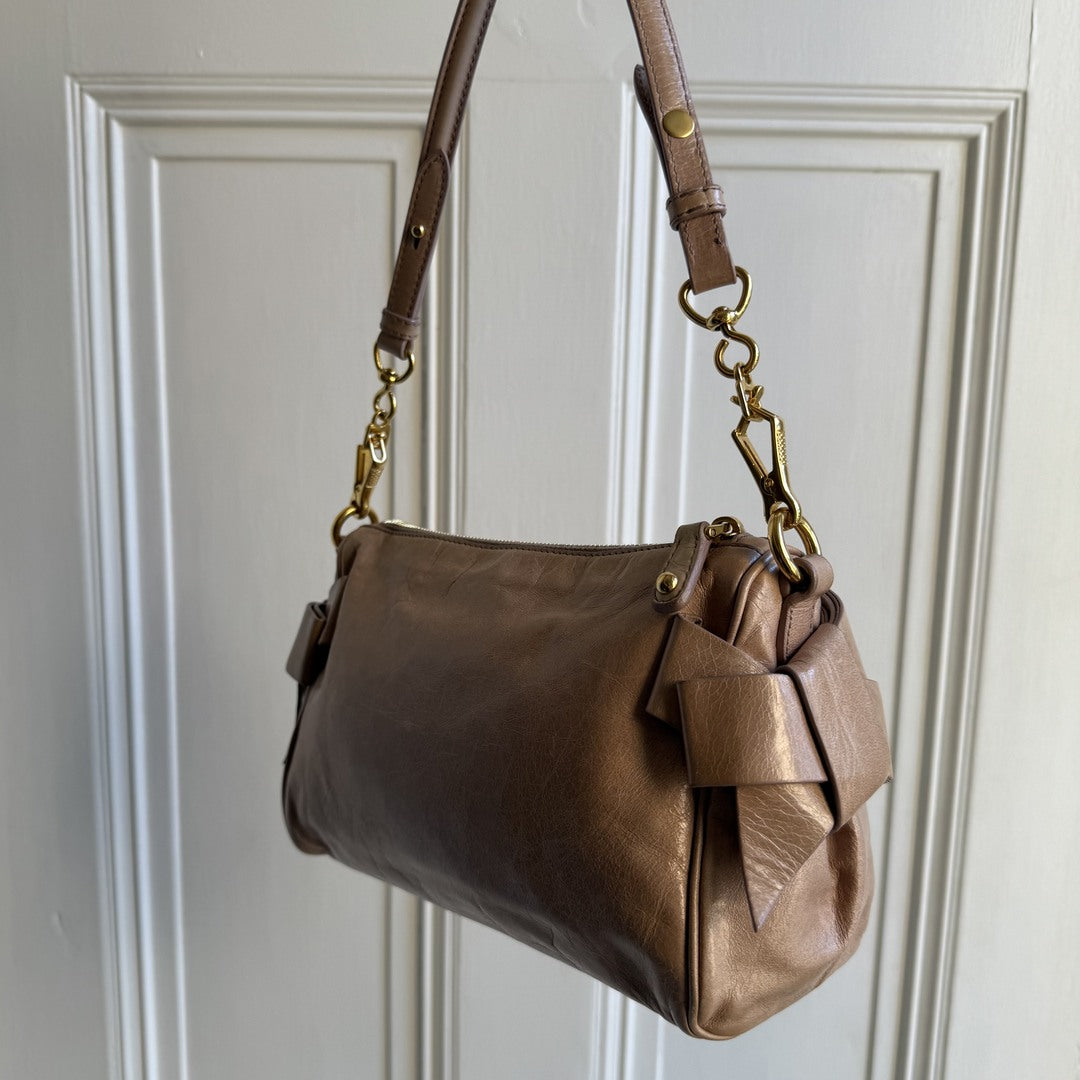 Miu Miu Vitello Bow Leather Dusty Pink Shoulder Bag