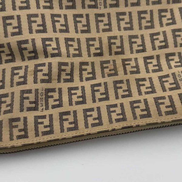 Fendi Zucchino Canvas Beige Shoulder Bag