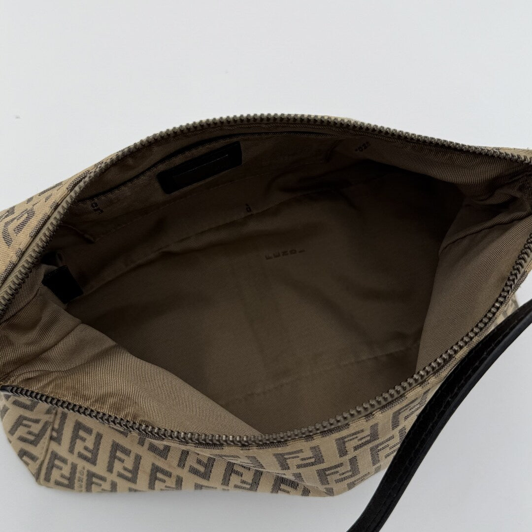 Fendi Zucchino Canvas Beige Shoulder Bag