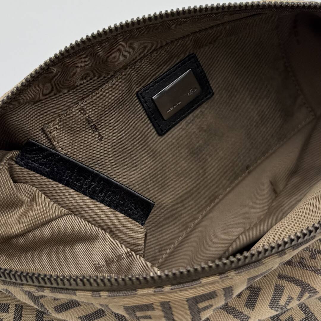 Fendi Zucchino Canvas Beige Shoulder Bag