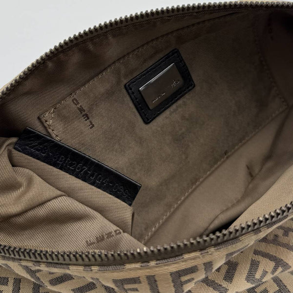 Fendi Zucchino Canvas Beige Shoulder Bag