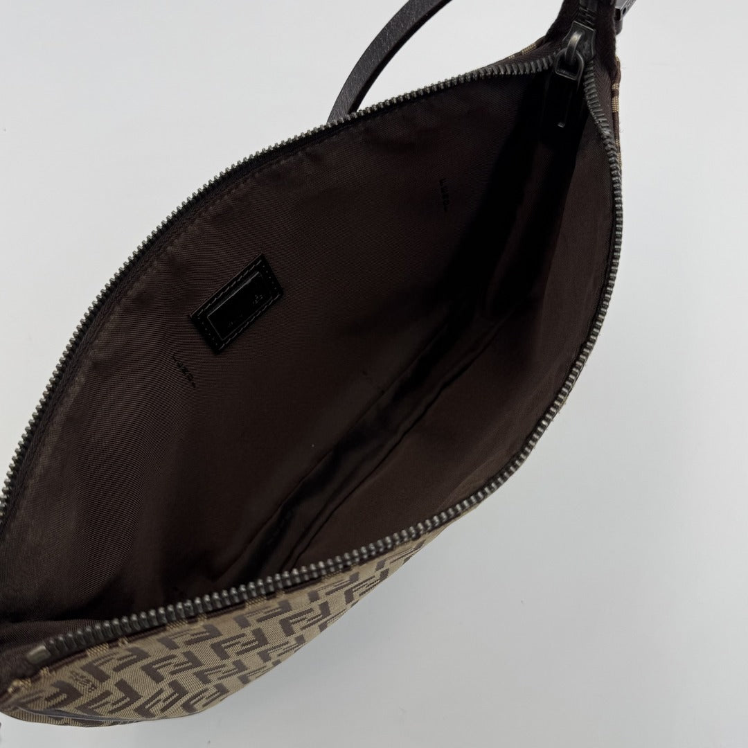 Fendi Zucchino Brown Pochette Shoulder Bag