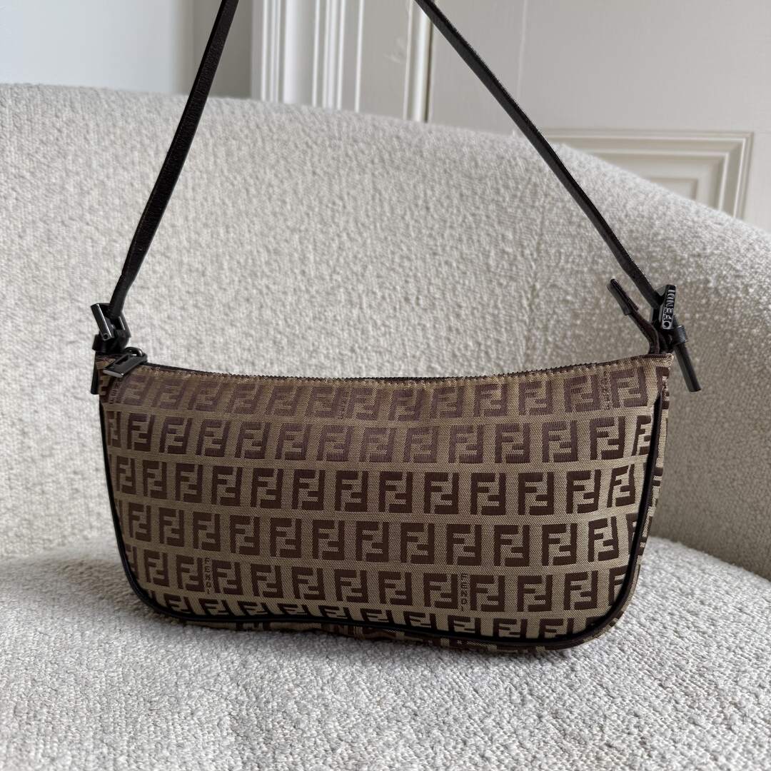 Fendi Zucchino Brown Pochette Shoulder Bag