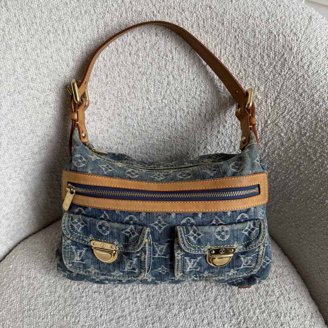 2006 Louis Vuitton Blue Denim Baggy PM Shoulder Bag