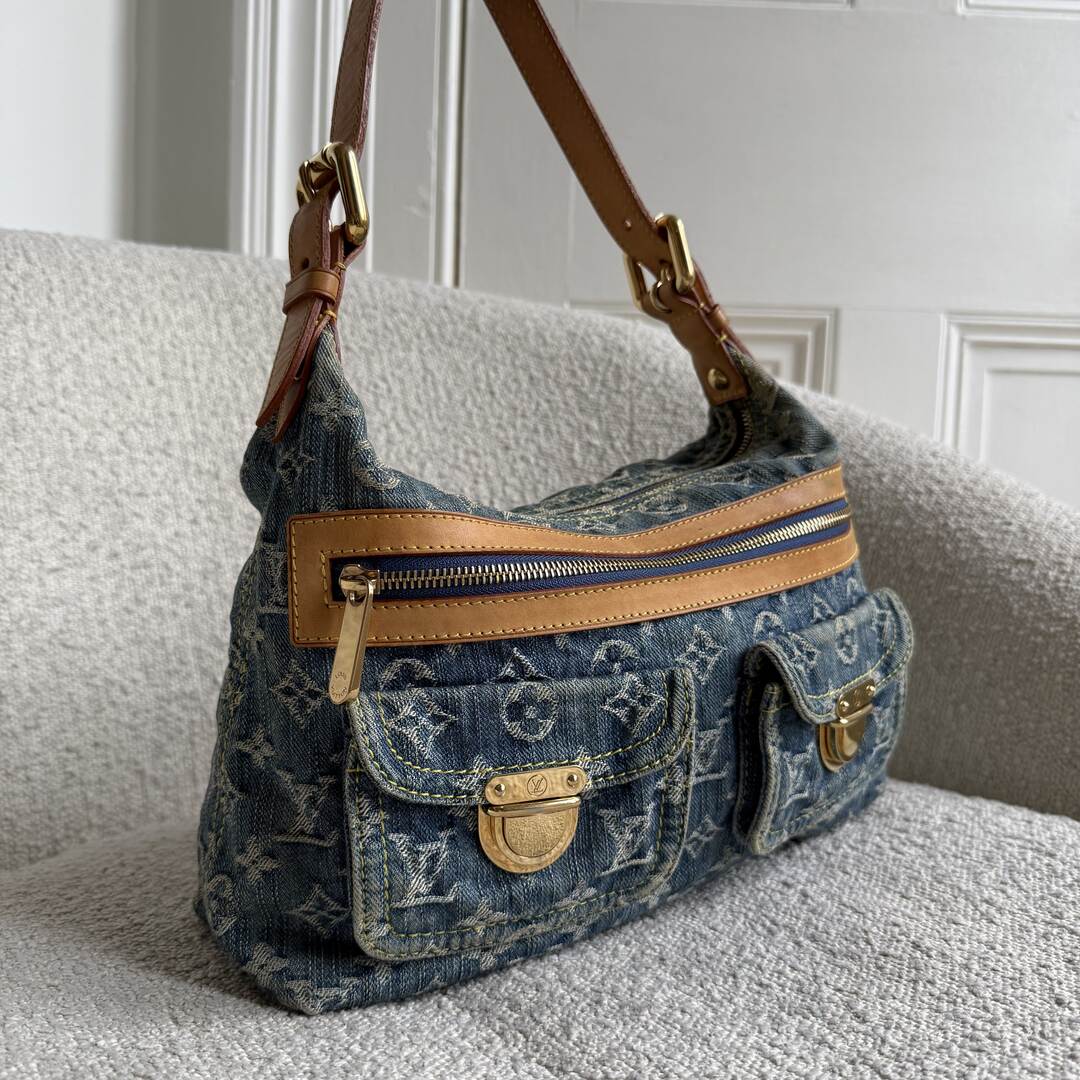 2006 Louis Vuitton Blue Denim Baggy PM Shoulder Bag