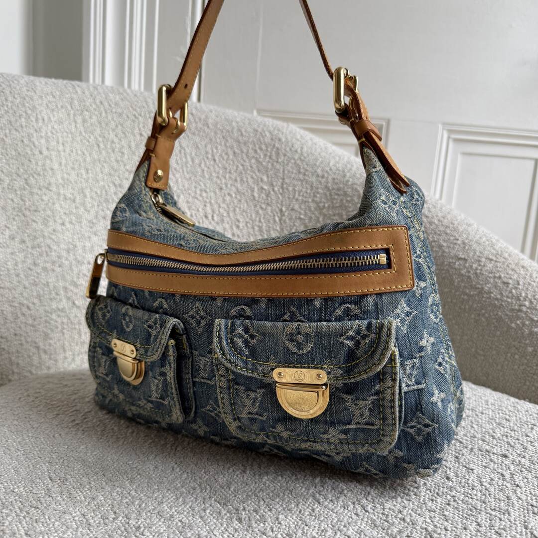 2006 Louis Vuitton Blue Denim Baggy PM Shoulder Bag