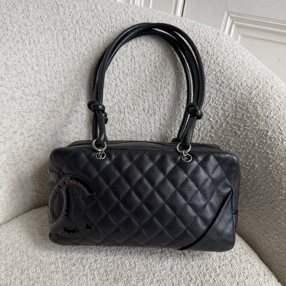 2005 Chanel Cambon Quilted Black Bowling Shoulder Bag