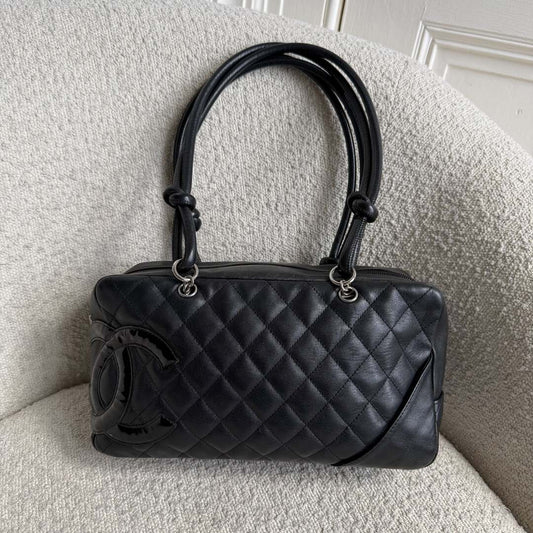 2005 Chanel Cambon Quilted Black Bowling Shoulder Bag
