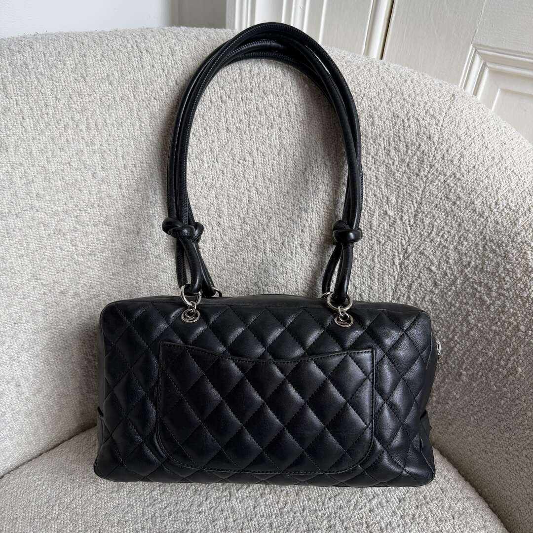 2005 Chanel Cambon Quilted Black Bowling Shoulder Bag