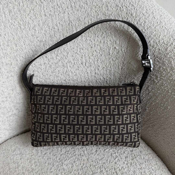 Fendi Zucchino Brown Shoulder Bag