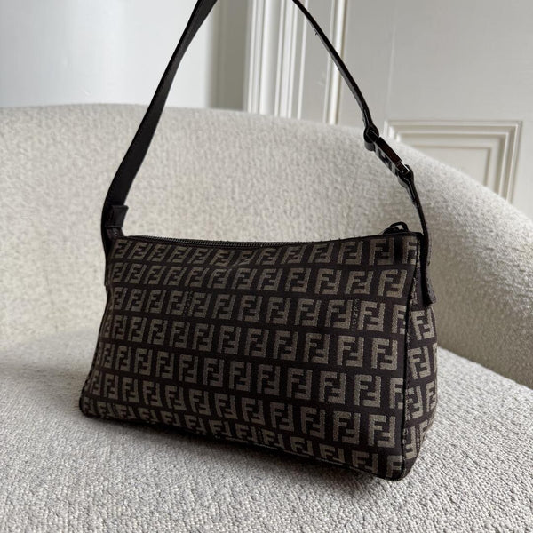 Fendi Zucchino Brown Shoulder Bag