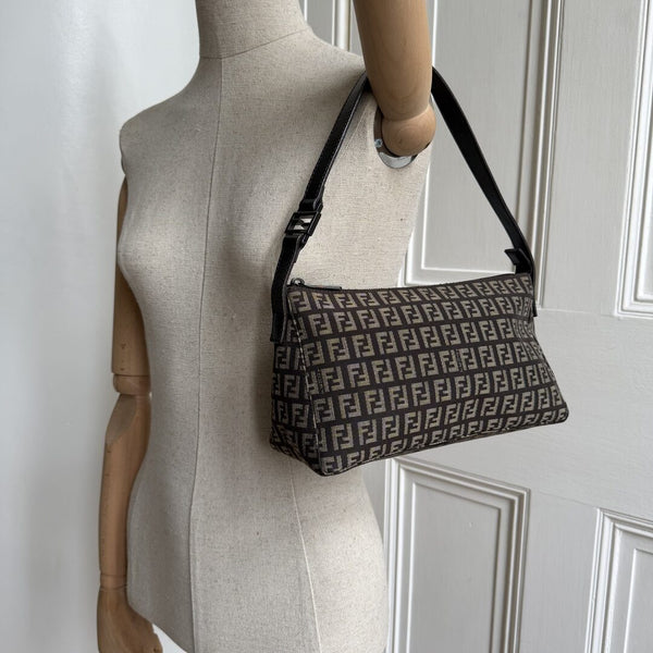 Fendi Zucchino Brown Shoulder Bag