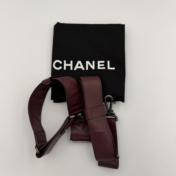 2012 Chanel Burgundy Quilted Pleats Hobo Leather Shoulder Bag