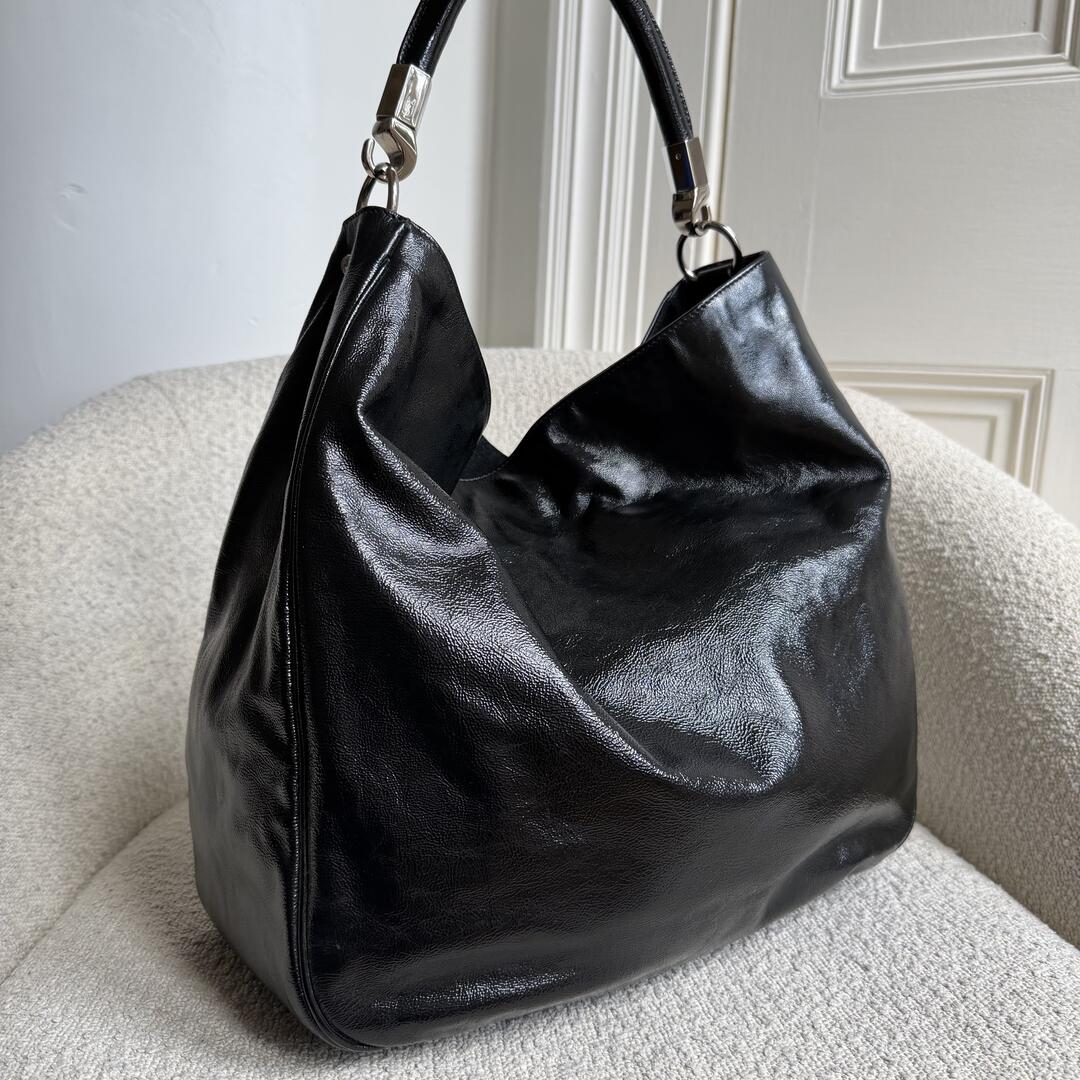 Yves Saint Laurent Roady Hobo Leather Black Shoulder Bag