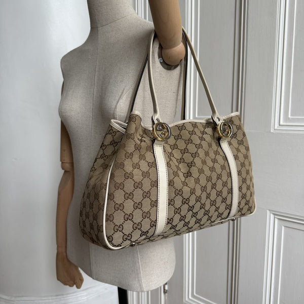Gucci GG White Twins Tote Bag