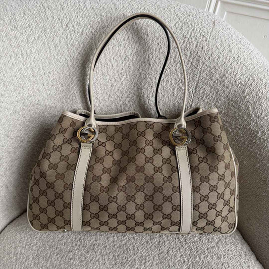 Gucci GG White Twins Tote Bag